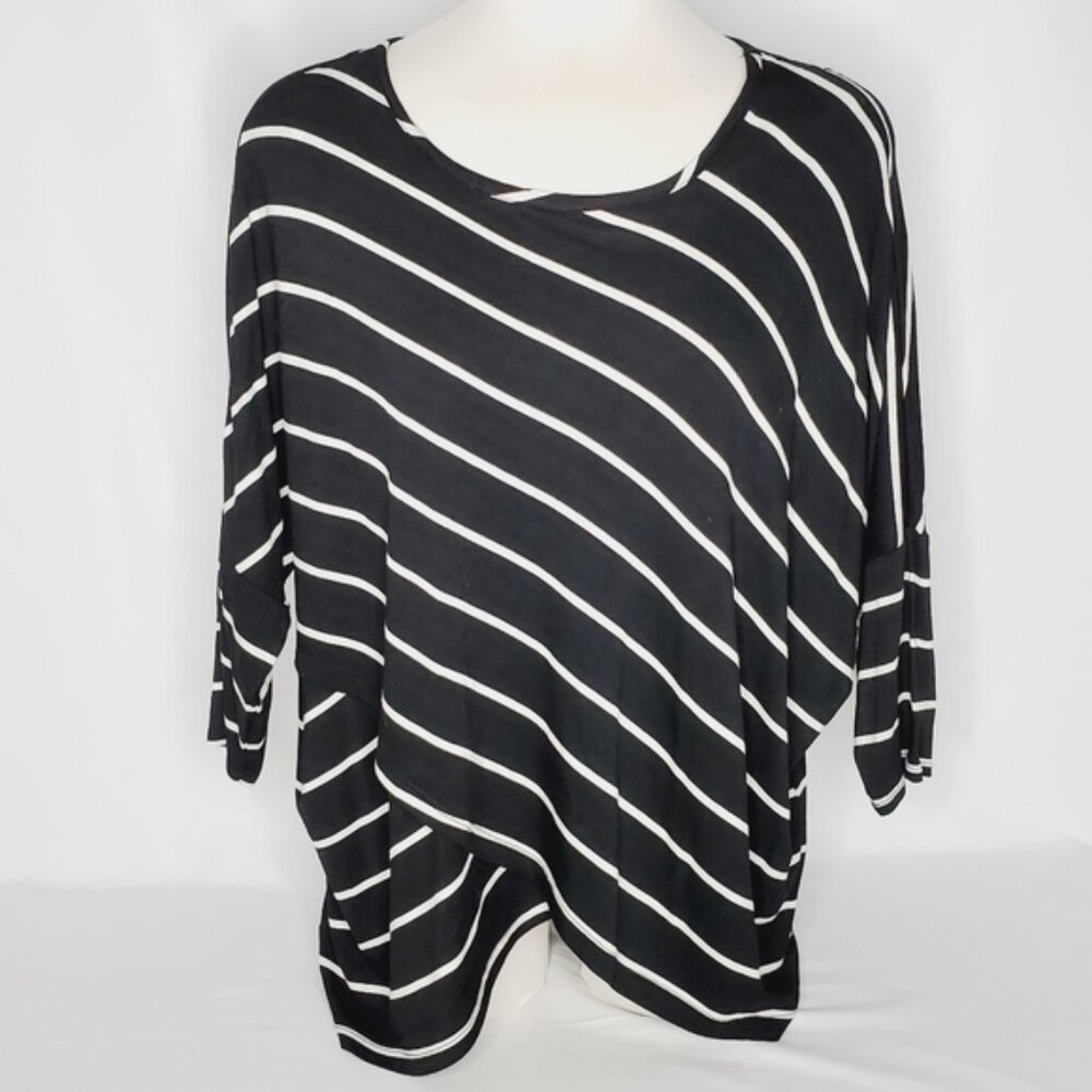 Jess Dolman Sleeve Asymmetrical Striped Top